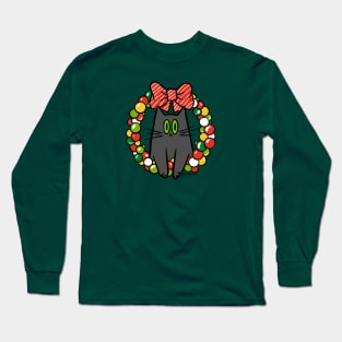 🐈 Christmas Cat Wreath Long Sleeve T-Shirt